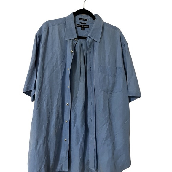 Tommy Hilfiger Linen Silk Blend Men's Light Blue Button Down Shirt Size Large - Picture 1 of 6